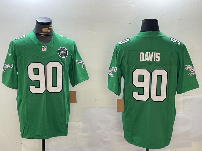 Men Philadelphia Eagles #90 Davis Green Throwback 2024 Nike Vapor Limited NFL Jersey style 2